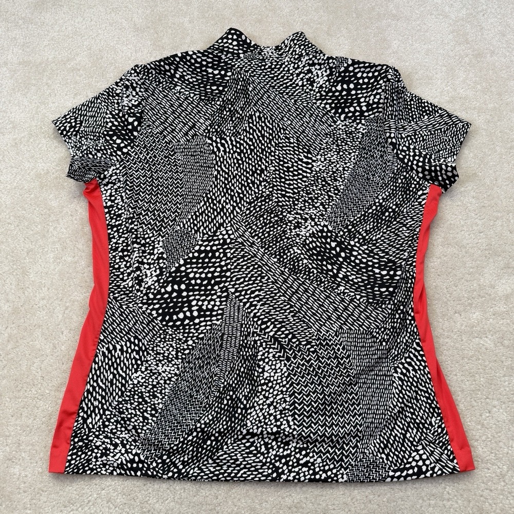 Tail Golf 1/4 Zip Shirt Women's L Black Red Geometric Novelty Print Preppy Top - Picture 2 of 11